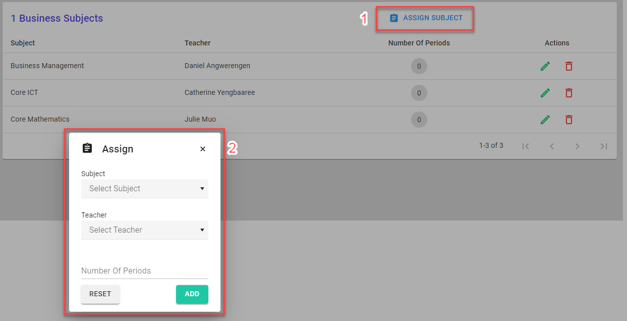 Assign Subject