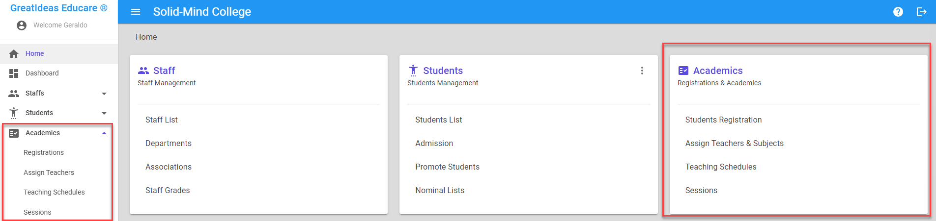 Academics Menu