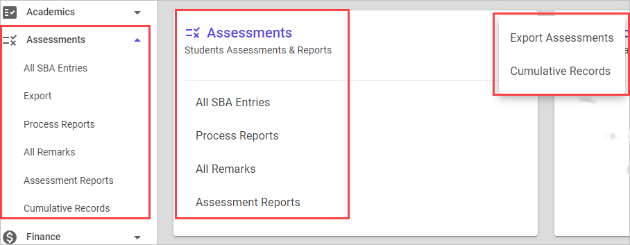 Assessment Menu
