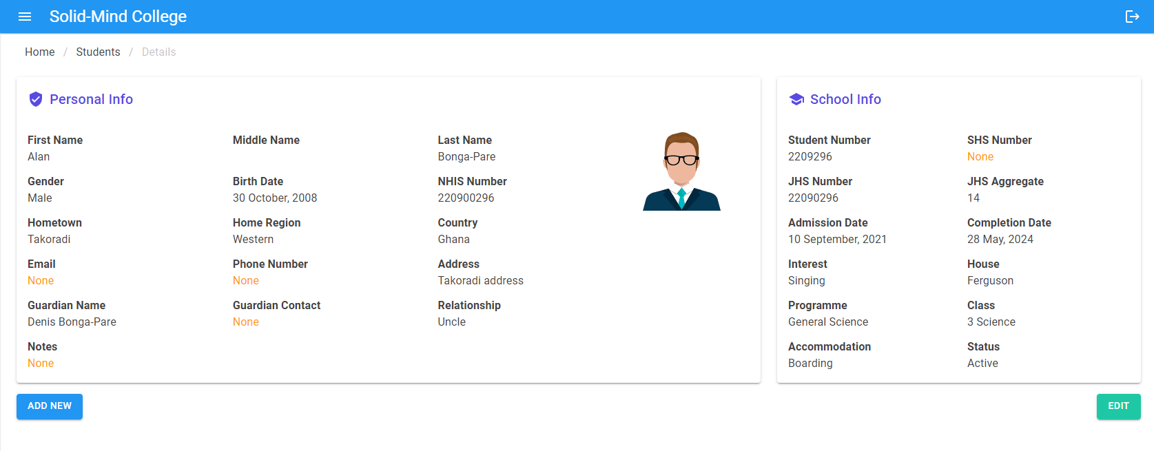 Student Details
